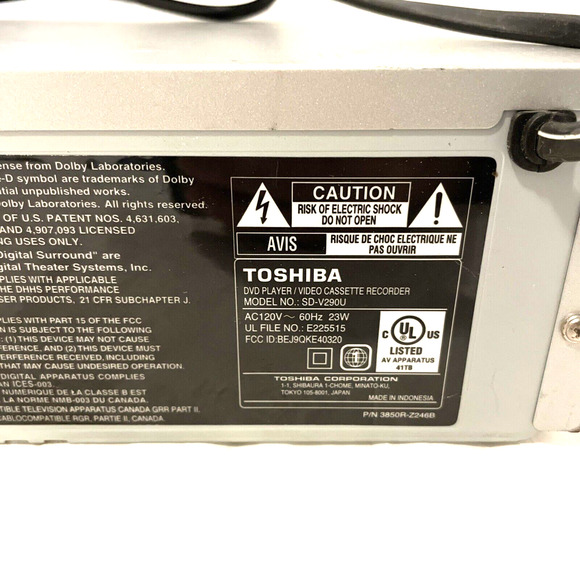 TOSHIBA SD-V290U VHS/DVD Combo Video Cassette Recorder Parts Only - Picture 9 of 11